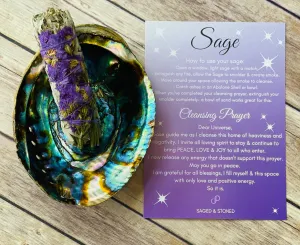 Extra Large Abalone Shell   Sage Bundle & Prayer Card