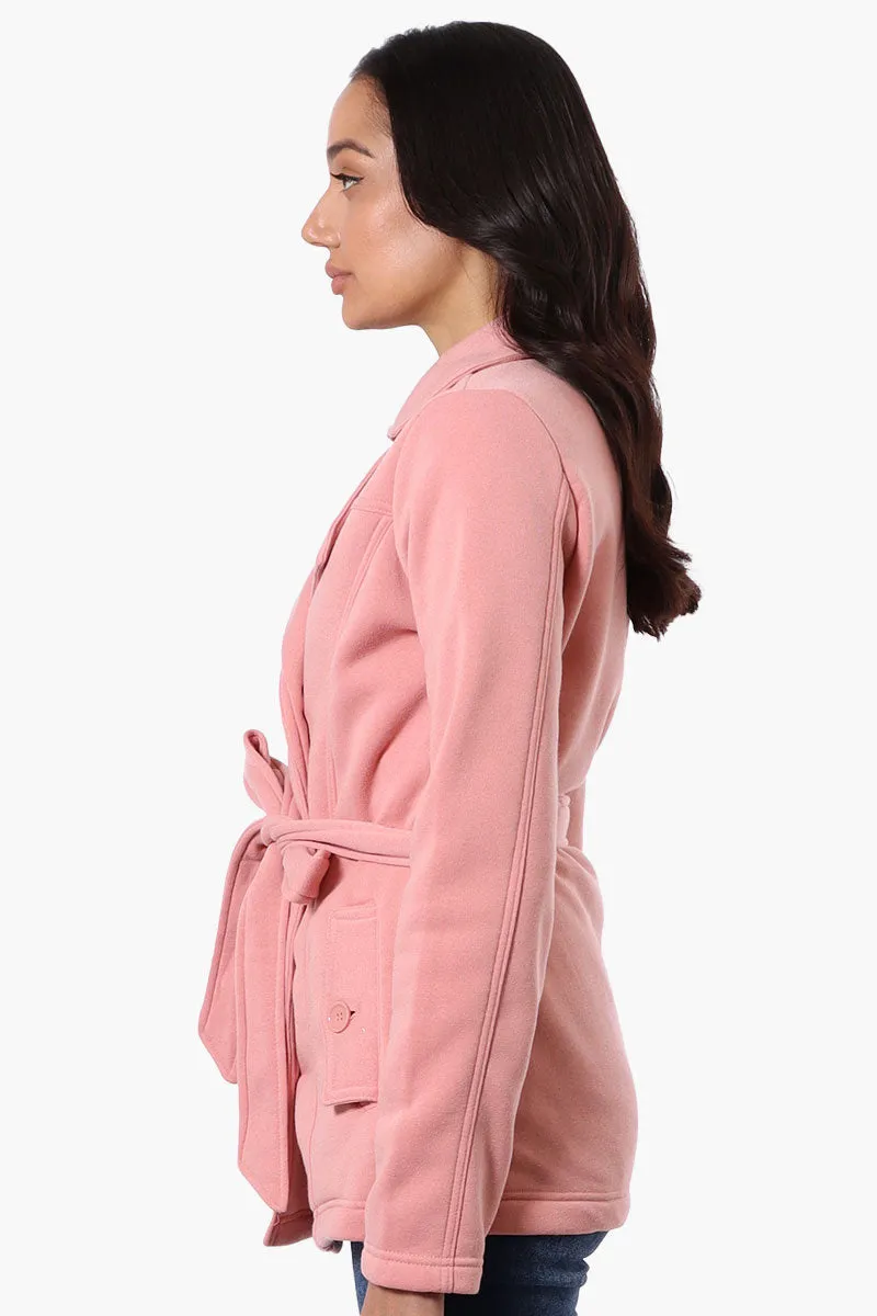 Fahrenheit Belted Double Breasted Lightweight Jacket - Pink