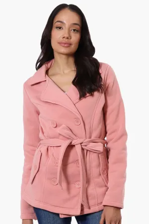 Fahrenheit Belted Double Breasted Lightweight Jacket - Pink