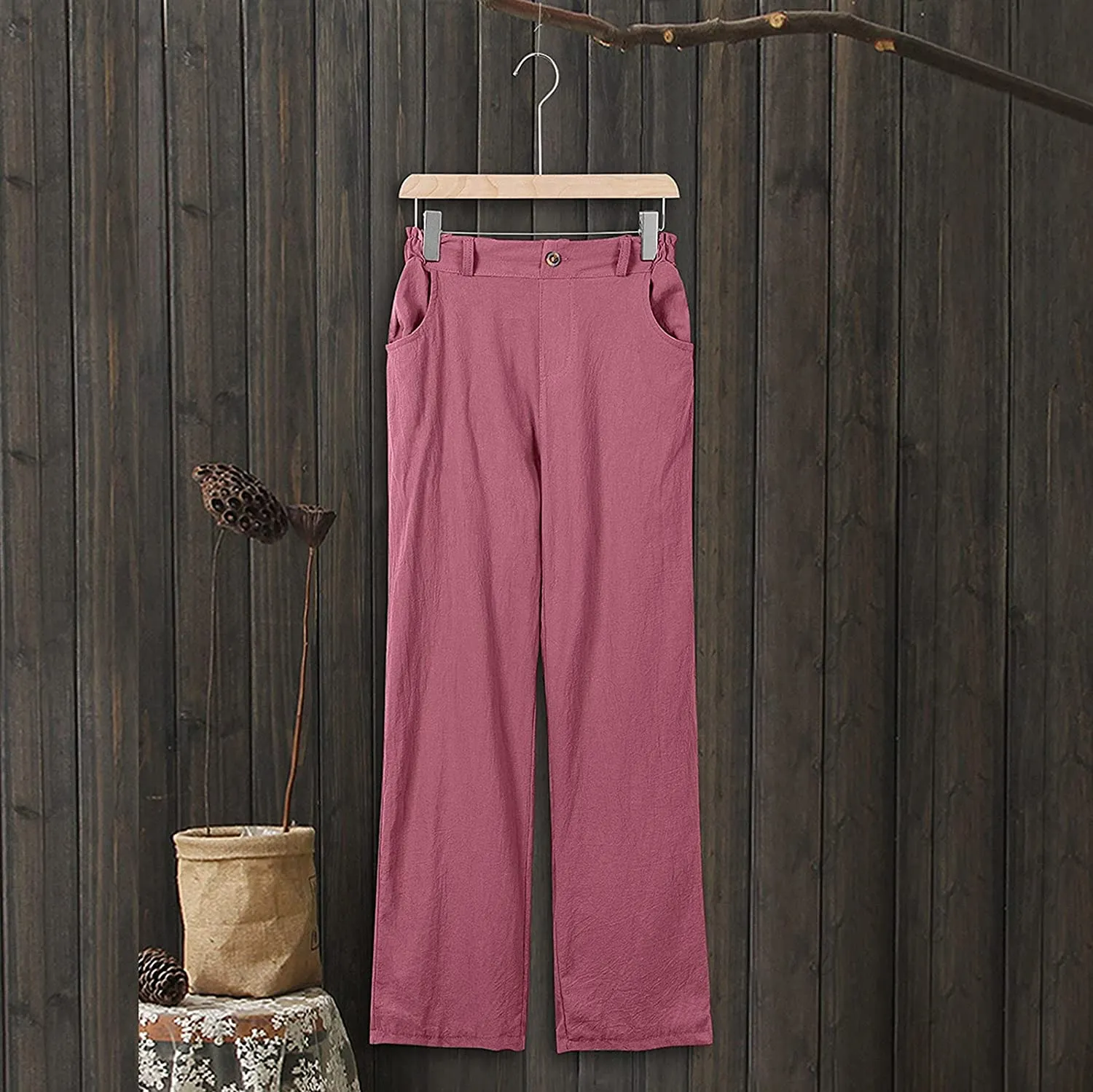 FashionSierra - Beach Linen Shorts 3/4 Sweatpants Capri Pants Elastic Waist Cropped Harem Pants