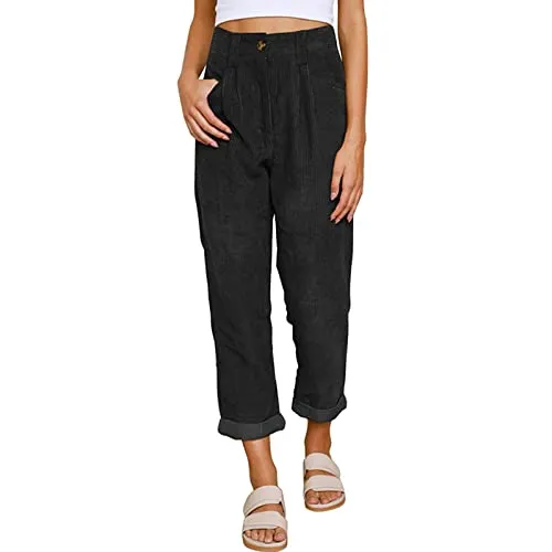 FashionSierra - Beach Linen Shorts 3/4 Sweatpants Capri Pants Elastic Waist Cropped Harem Pants