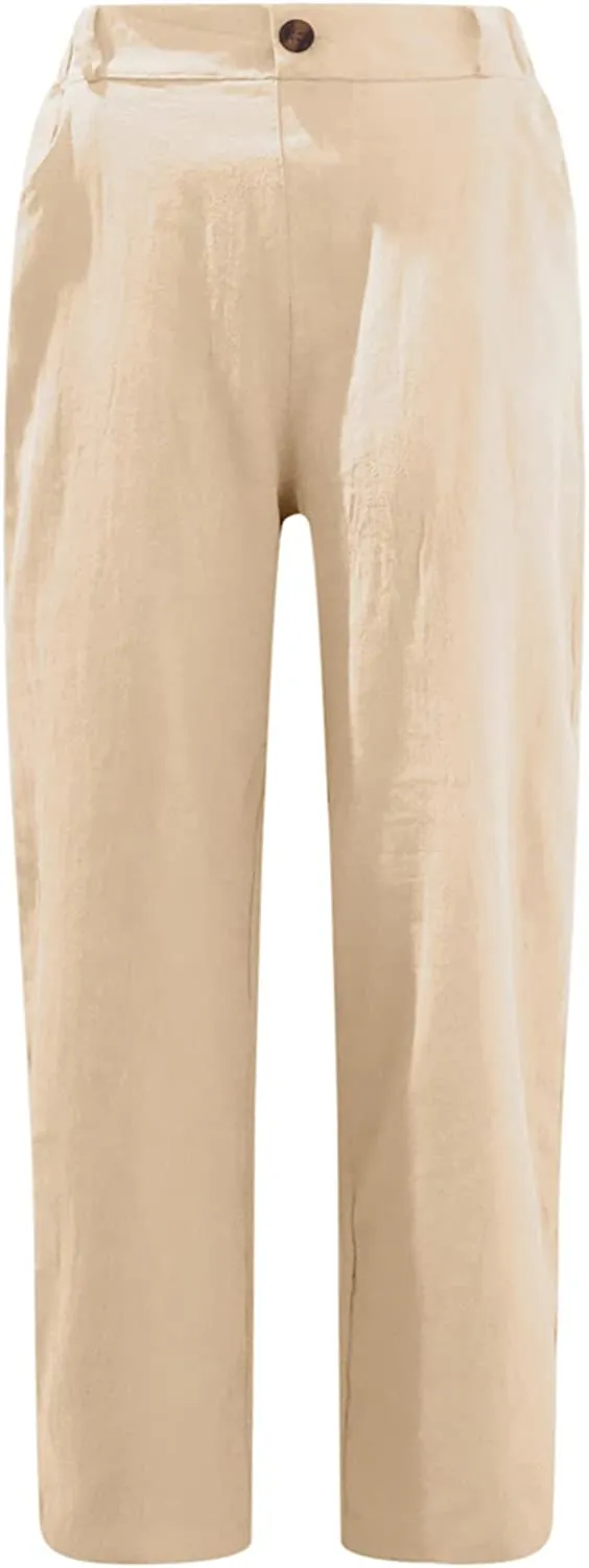 FashionSierra - Beach Linen Shorts 3/4 Sweatpants Capri Pants Elastic Waist Cropped Harem Pants