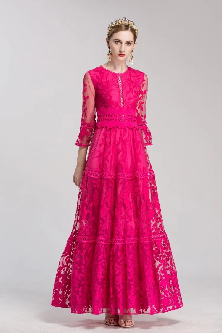 FashionSierra - Embroidery Lace Hollow Out Elegant Prom Maxi Dresses