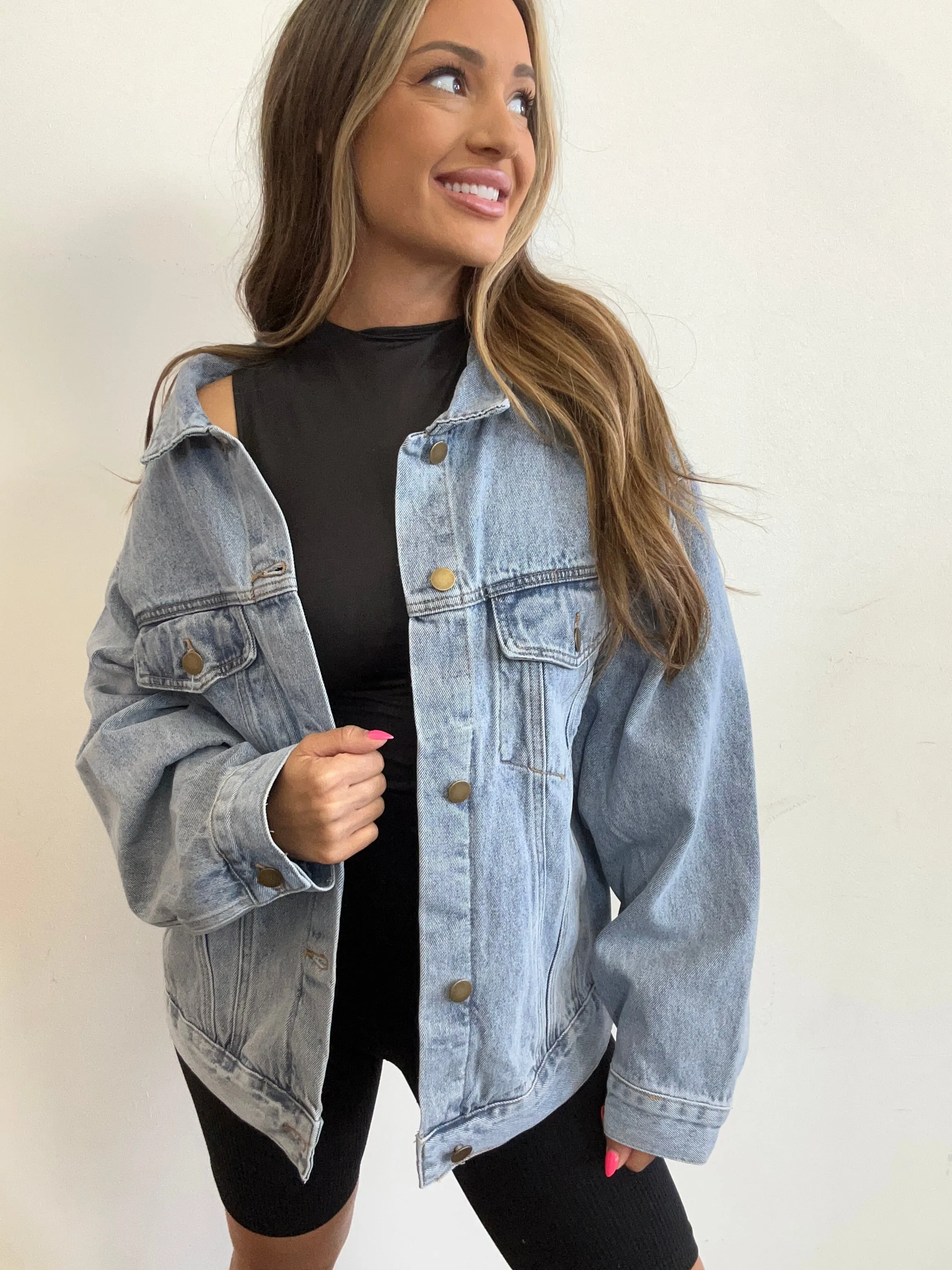 Feeling Groovy Boxy-Cut Denim Jacket