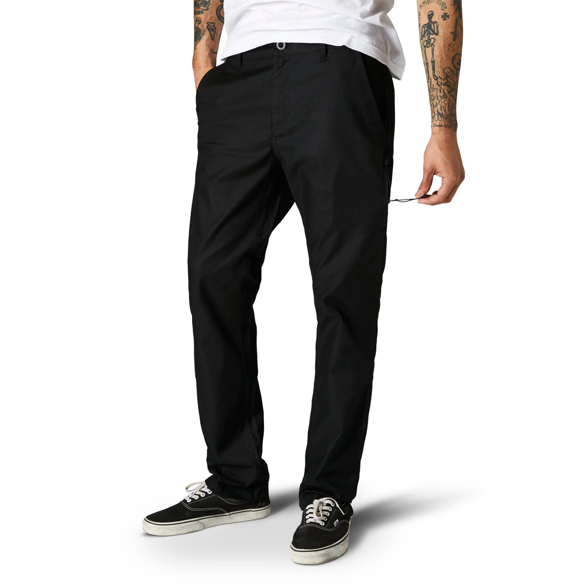 Fox Racing  Mens Black Essex Stretch Pants DWR Coated Classic Chino Style Pockets