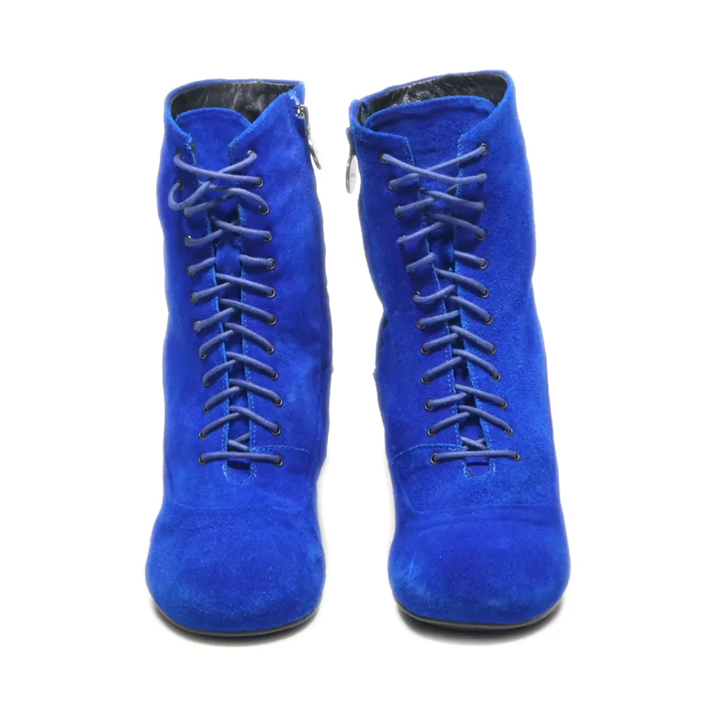 Geox Ankle Boots Fabric Blue Colour For Women