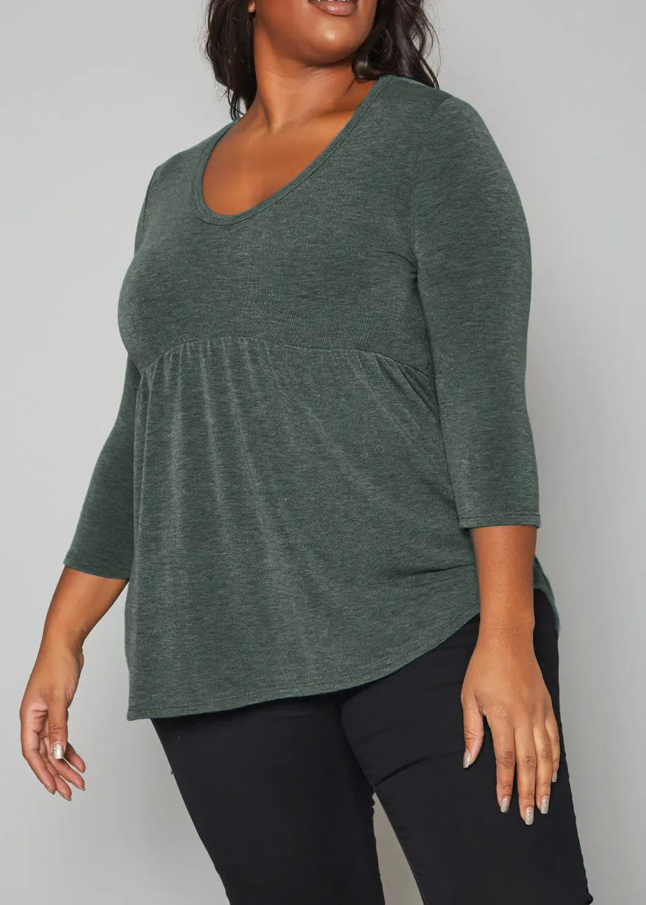 Hi Curvy Plus Size Women Long Sleeve  Peplum Flare Sweatshirts