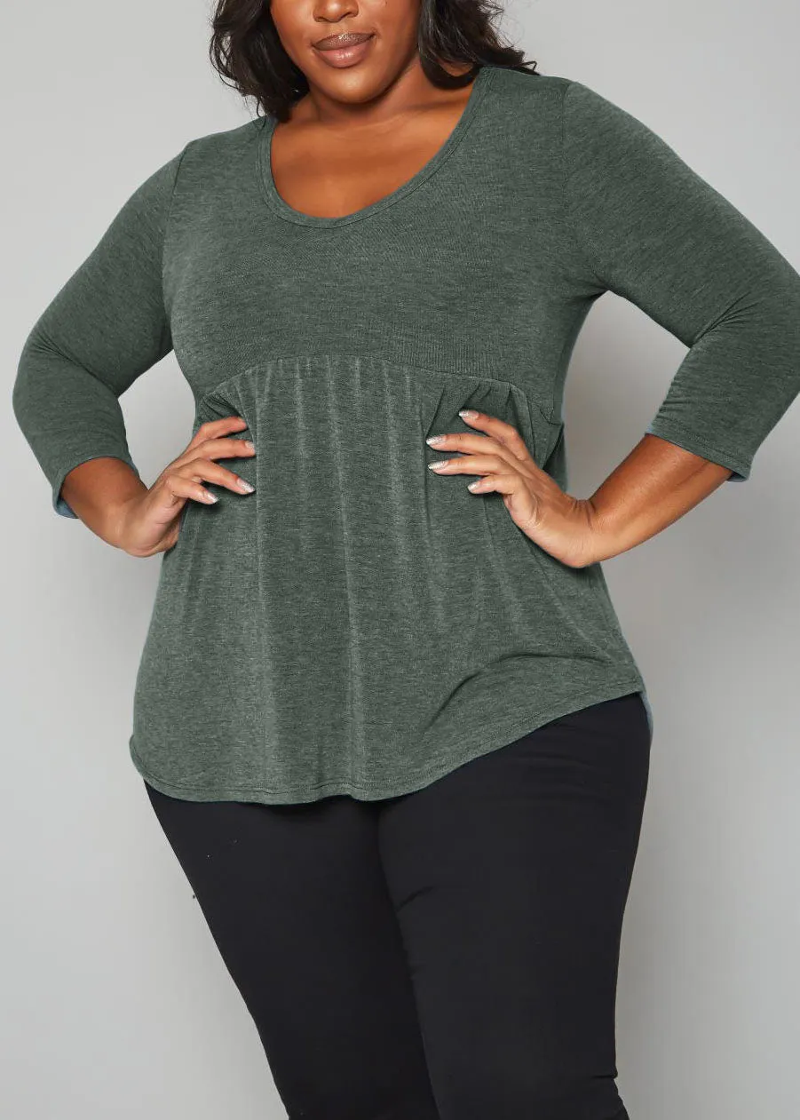 Hi Curvy Plus Size Women Long Sleeve  Peplum Flare Sweatshirts