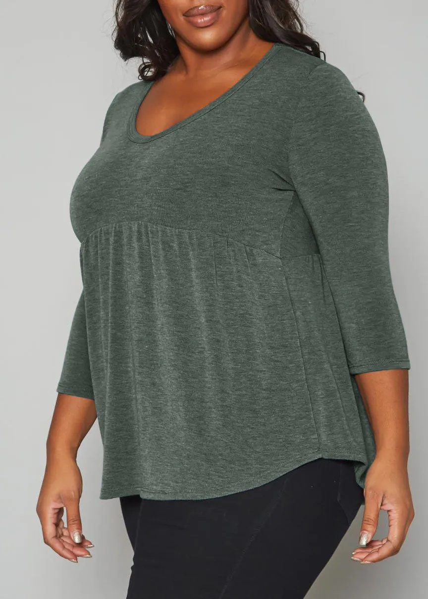 Hi Curvy Plus Size Women Long Sleeve  Peplum Flare Sweatshirts