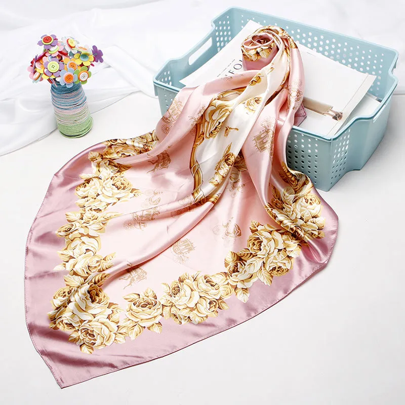 High-end Versatile Retro Printed Artificial Silk Scarf For Women