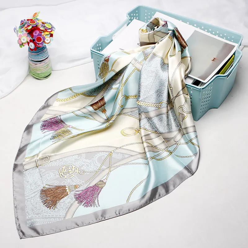 High-end Versatile Retro Printed Artificial Silk Scarf For Women