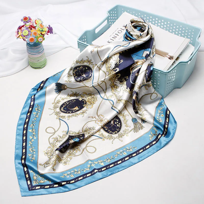 High-end Versatile Retro Printed Artificial Silk Scarf For Women