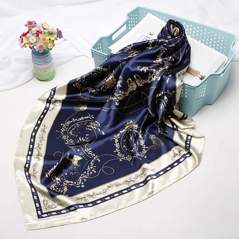 High-end Versatile Retro Printed Artificial Silk Scarf For Women