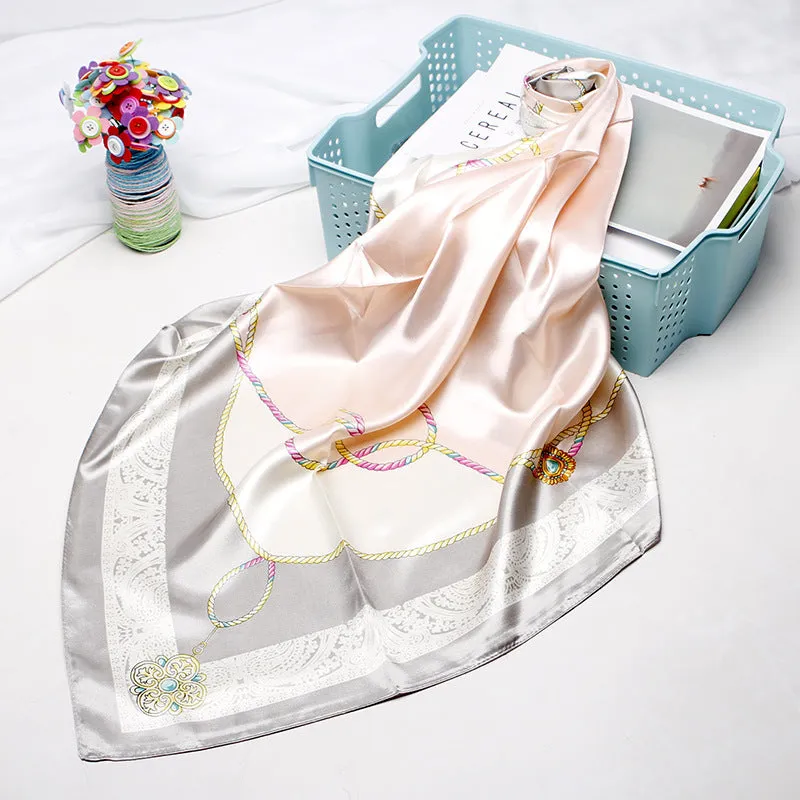 High-end Versatile Retro Printed Artificial Silk Scarf For Women