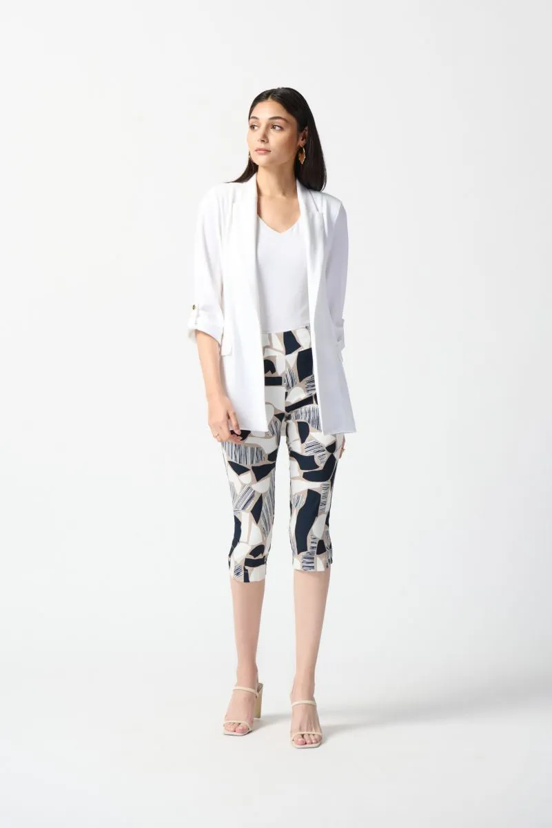 Joseph Ribkoff Vanilla/Multi Abstract Print Pull On Capri Pants 242224