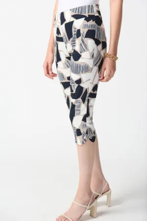 Joseph Ribkoff Vanilla/Multi Abstract Print Pull On Capri Pants 242224