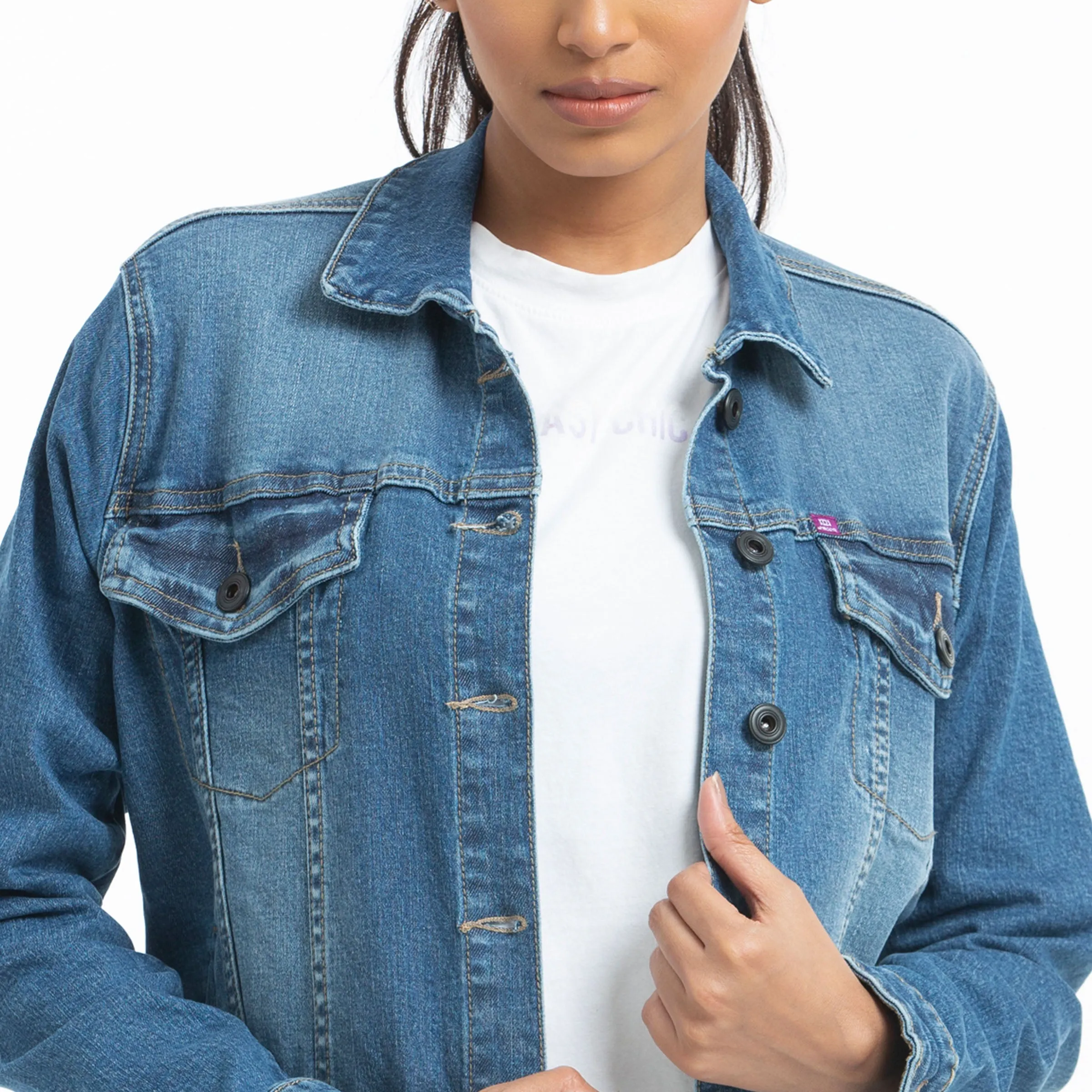 Ladies Denim jacket - Mid Blue