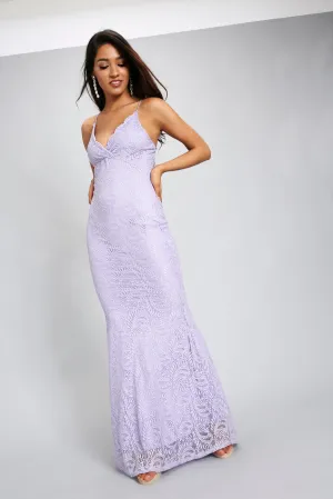 Lilac Lace Fishtail Maxi Dress