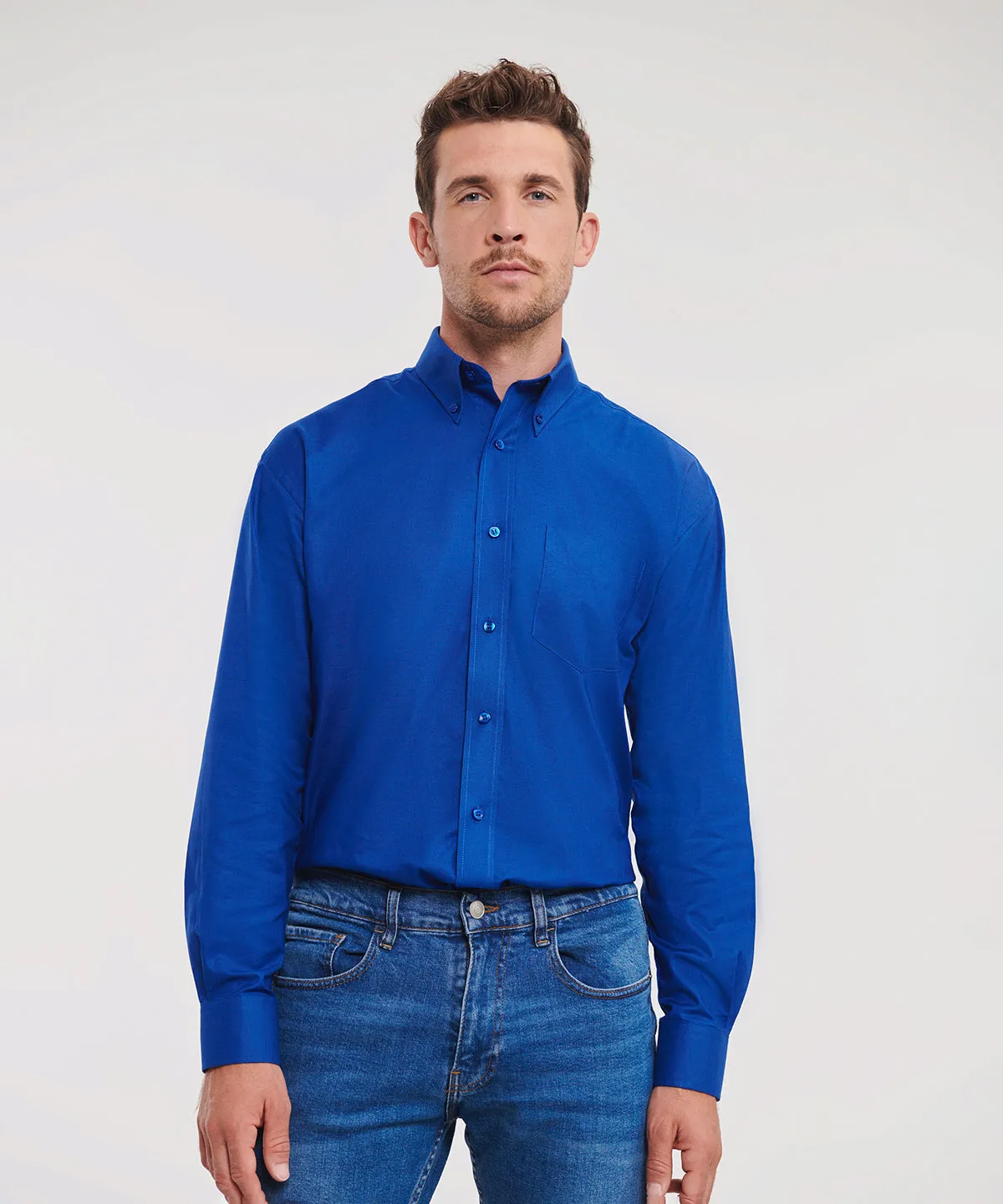 Long sleeve easycare Oxford shirt | Bright Royal