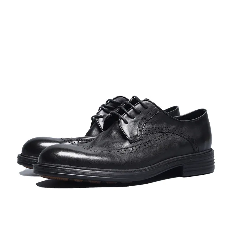 Men Classic Cowhide Oxford Casual Dress Shoes