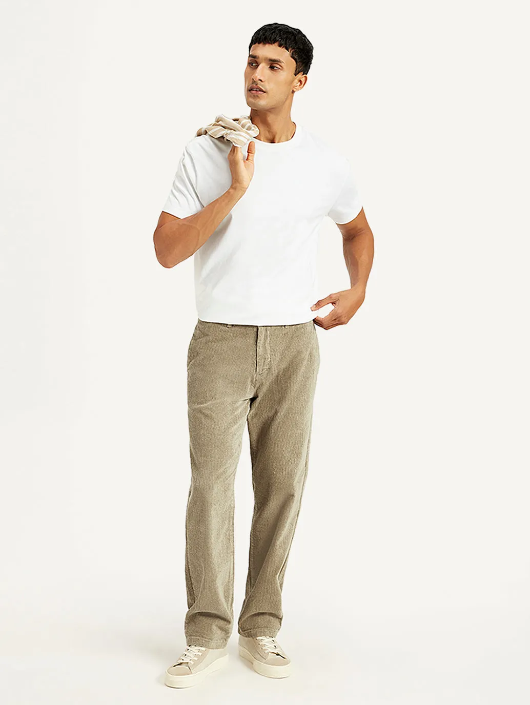 Men's Beige Straight Fit Chinos