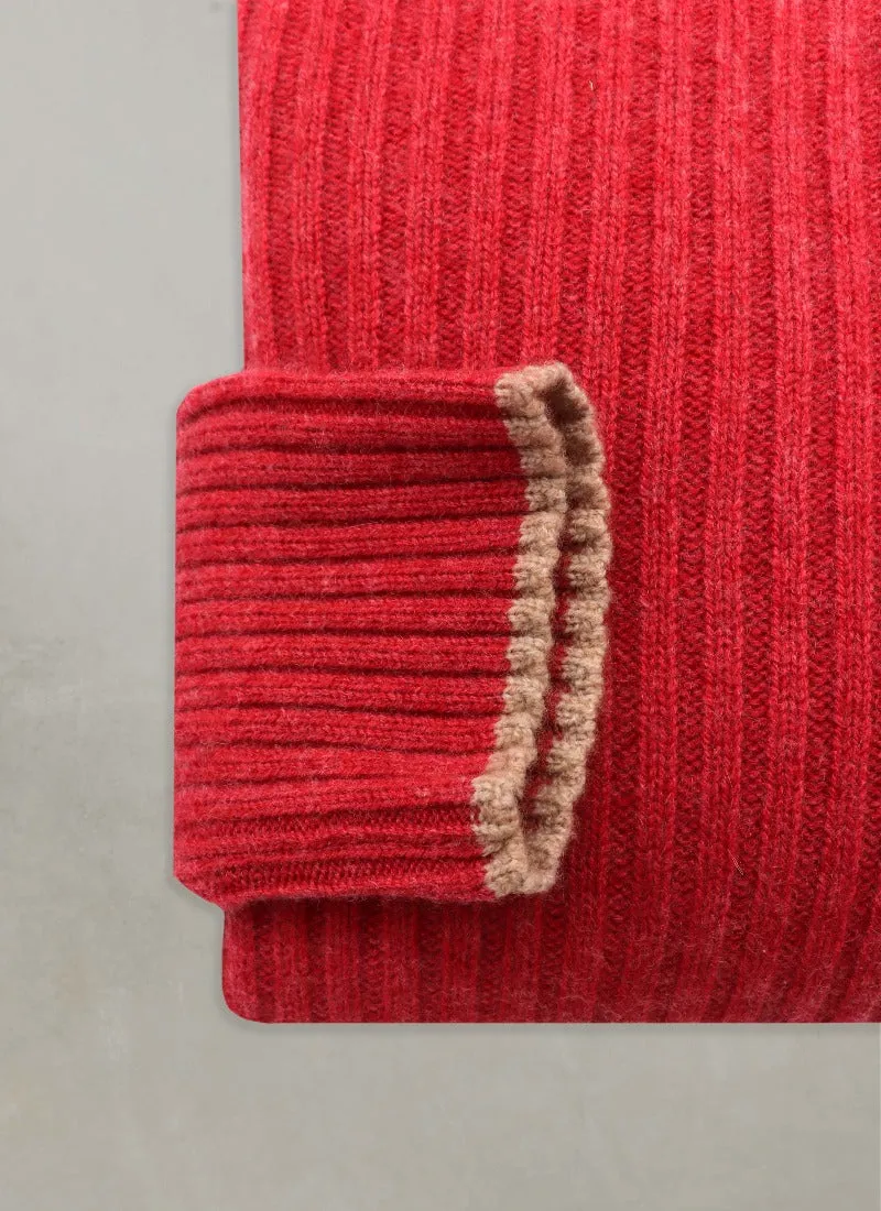 Men's Cortina Cashmere Crew Neck Sweater in Watermelon