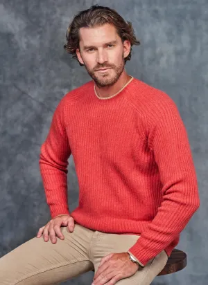 Men's Cortina Cashmere Crew Neck Sweater in Watermelon