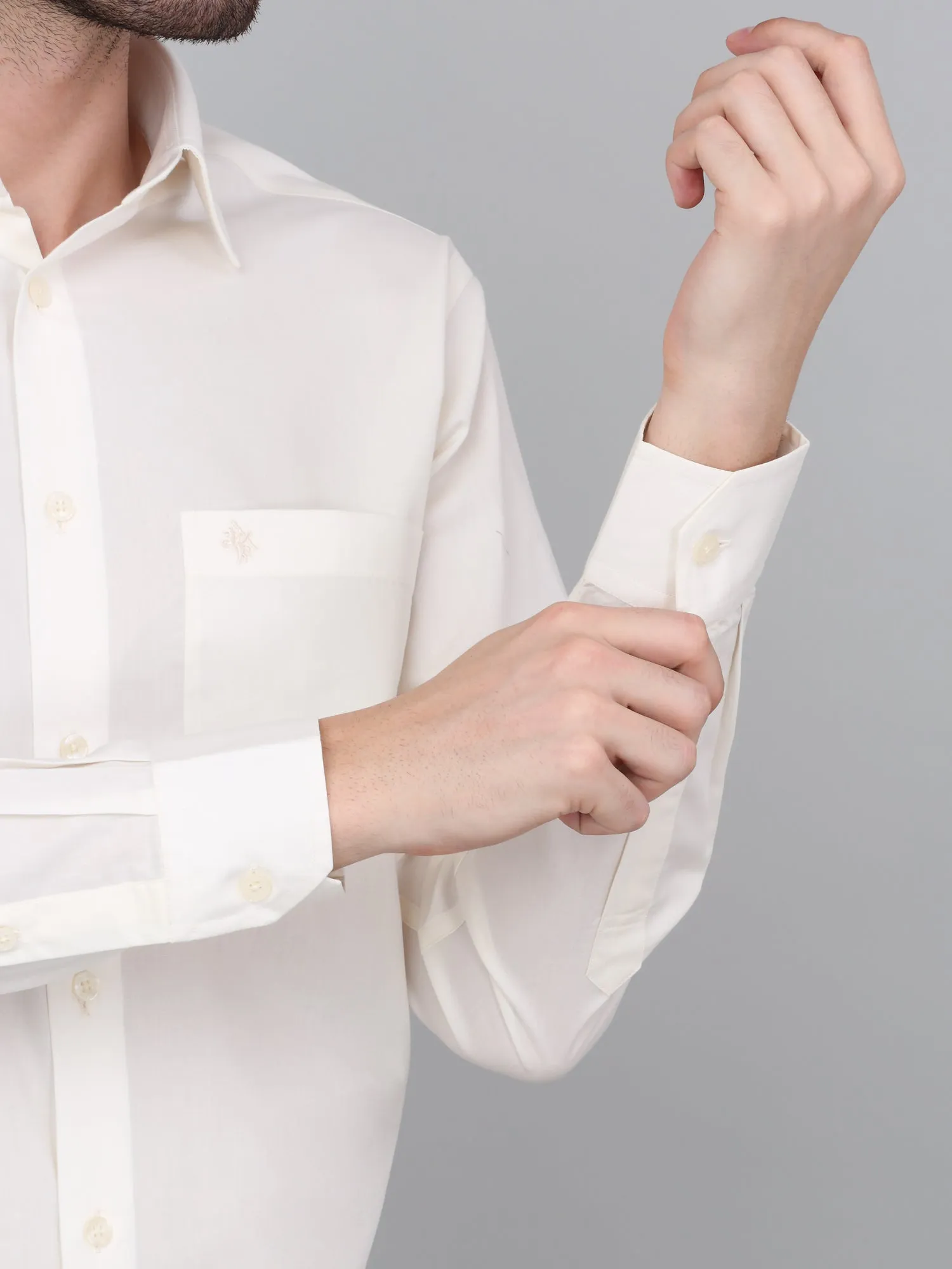 Men's Offwhite Formal Plain Full Sleeve Shirt