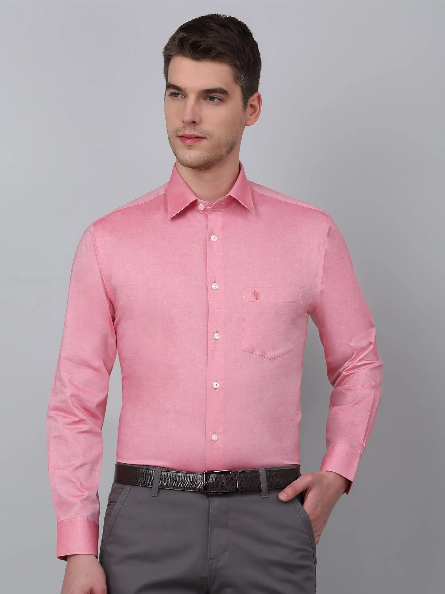 Men's Red Formal Plain Full Sleeve Shirt