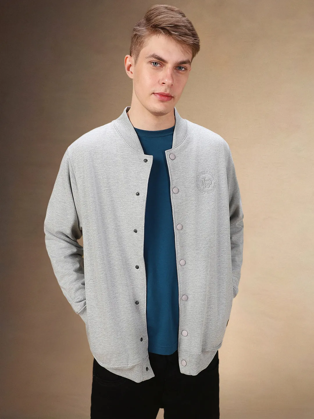 Men's Solid Rib Collar Full Sleeves Regular Fit Sweatshirt