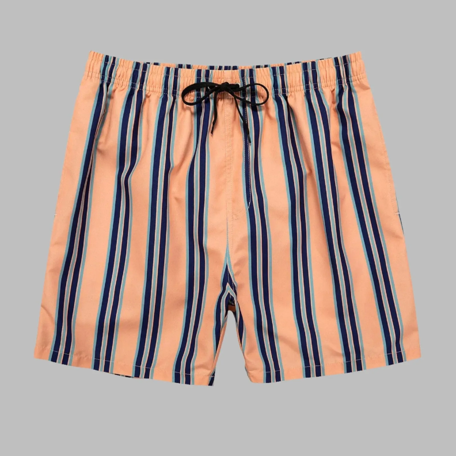 Men's Striped Beach Shorts: Drawstring Swim Trunks, Surfing Boardshorts, Casual Summer Beachwear