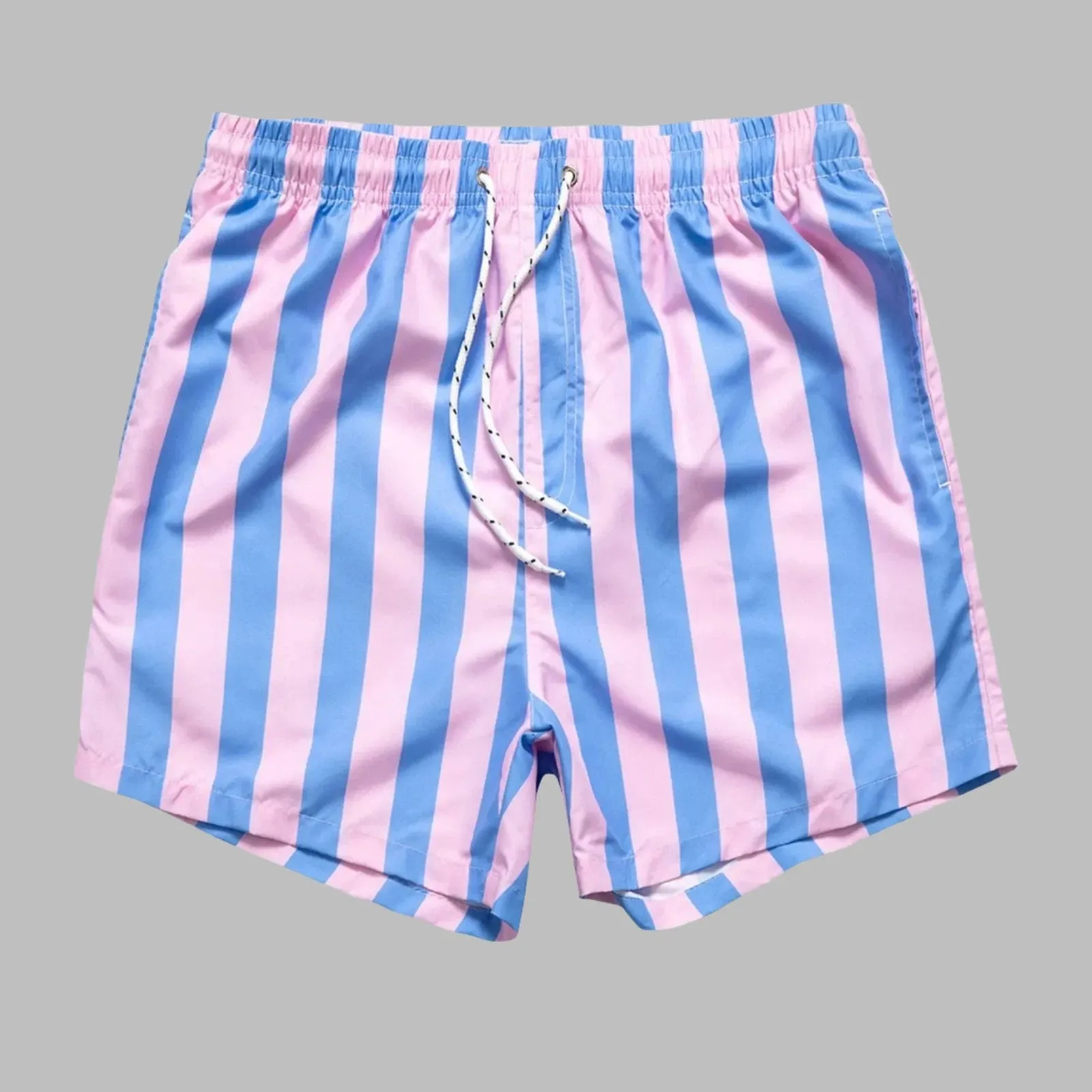 Men's Striped Beach Shorts: Drawstring Swim Trunks, Surfing Boardshorts, Casual Summer Beachwear