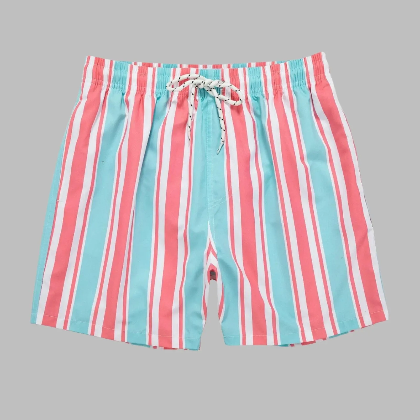 Men's Striped Beach Shorts: Drawstring Swim Trunks, Surfing Boardshorts, Casual Summer Beachwear