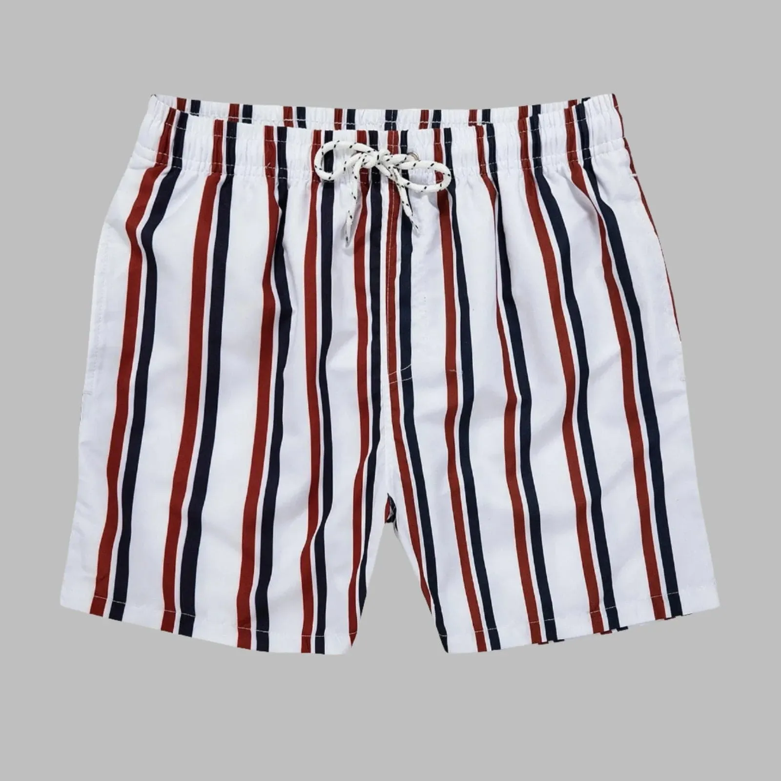 Men's Striped Beach Shorts: Drawstring Swim Trunks, Surfing Boardshorts, Casual Summer Beachwear