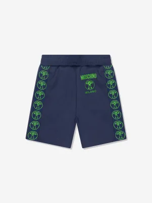 Moschino Boys Milano Logo Bermuda Shorts in Navy