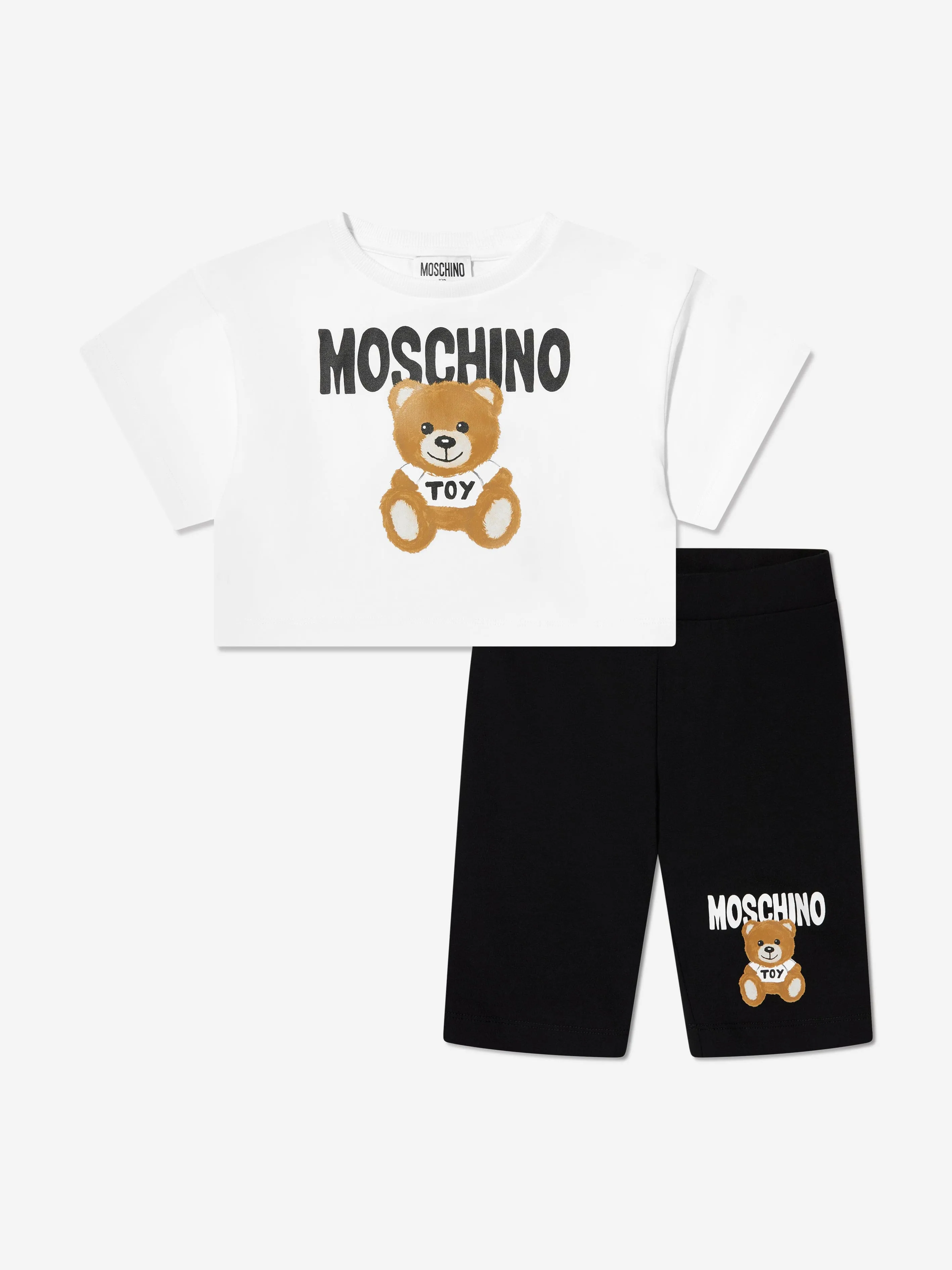 Moschino Girls T-Shirt And Cycling Shorts Set in White