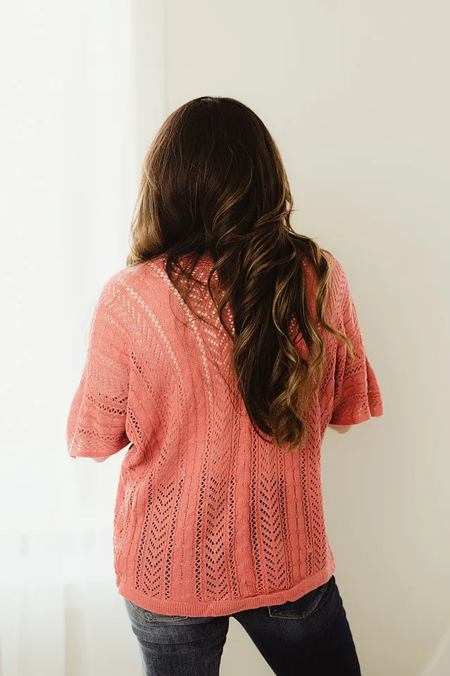 Open Front Pointelle Cardigan