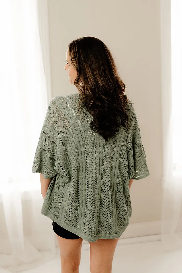 Open Front Pointelle Cardigan