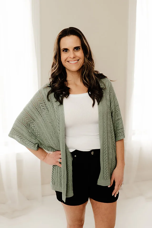 Open Front Pointelle Cardigan