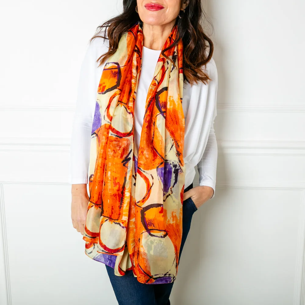 Orange Circles Silk Scarf