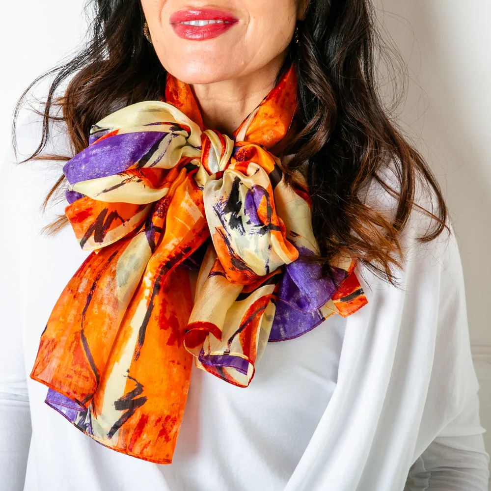 Orange Circles Silk Scarf