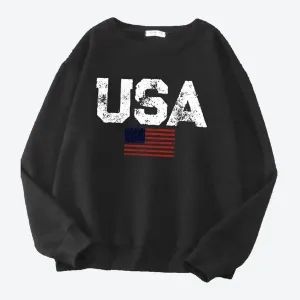 Patriotic USA Print Casual Sweatshirts