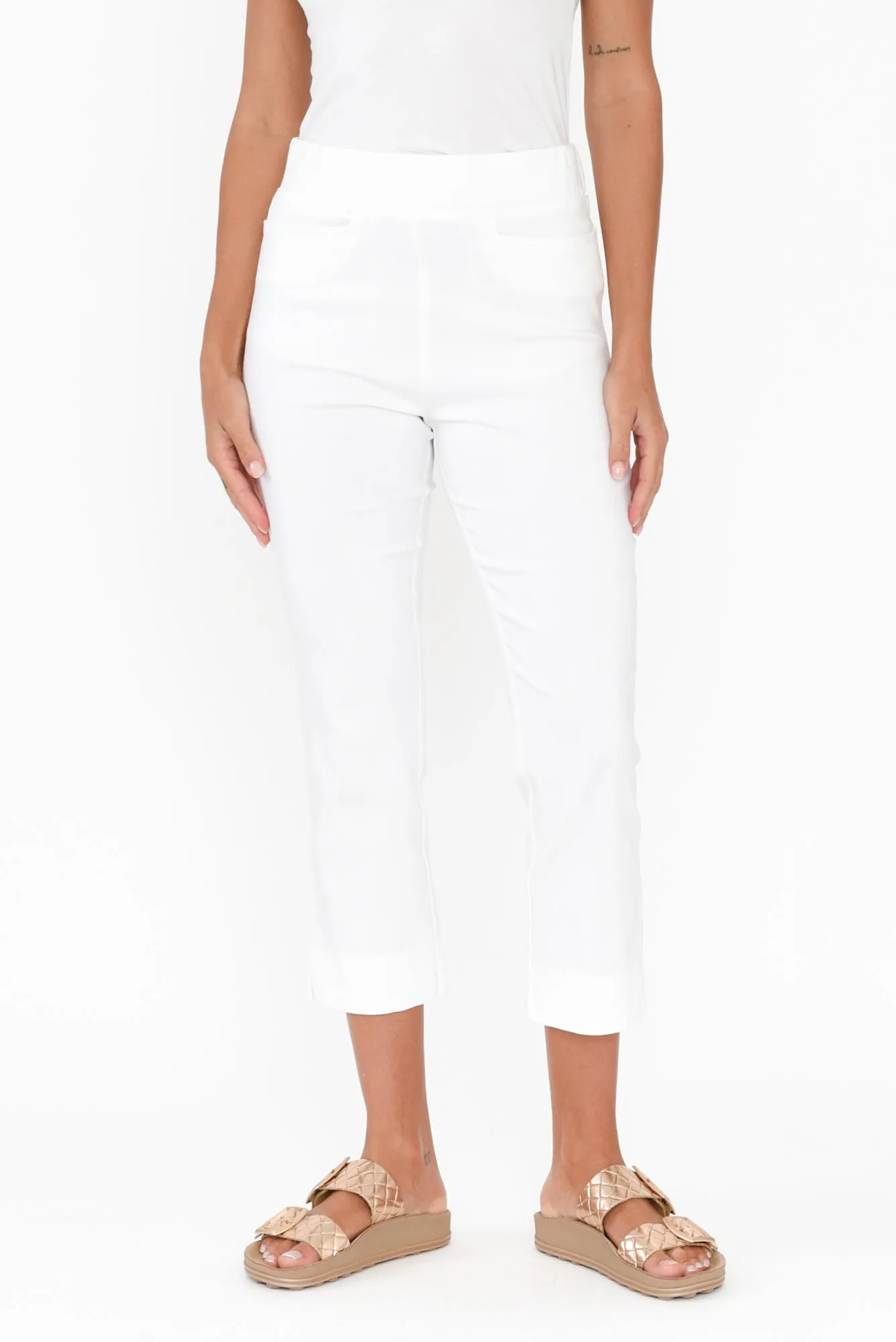 Paula White Stretch Cropped Pants