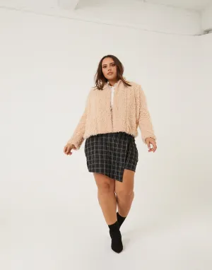 Plus Size Checkered Patterned Skort