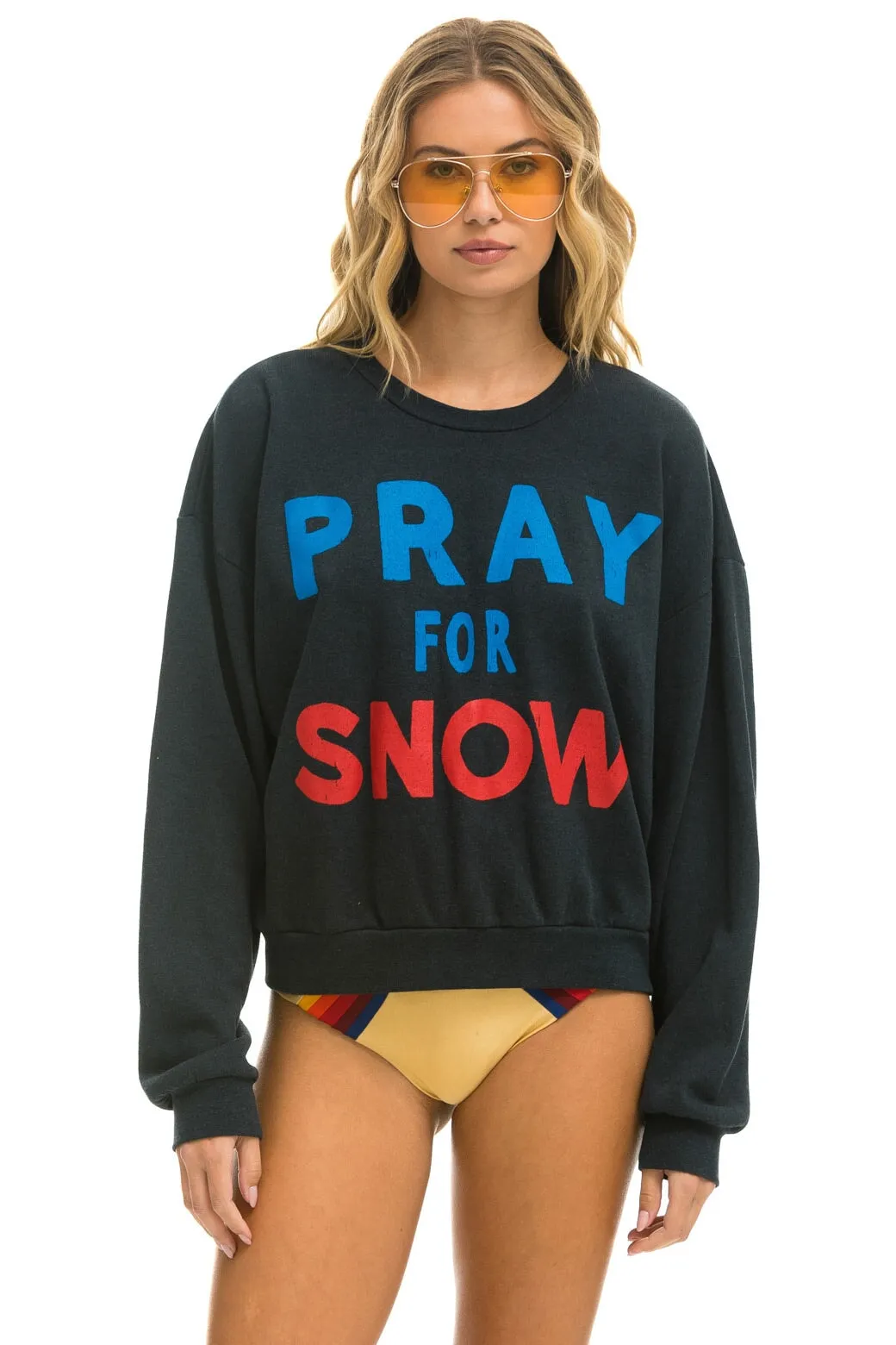 PRAY FOR SNOW RELAXED CREW SWEATSHIRT - CHARCOAL