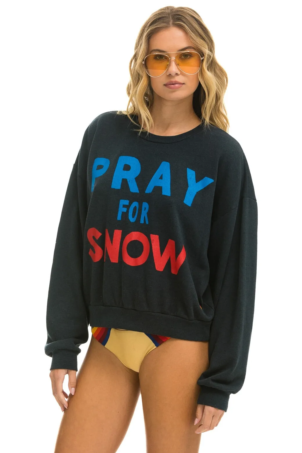 PRAY FOR SNOW RELAXED CREW SWEATSHIRT - CHARCOAL