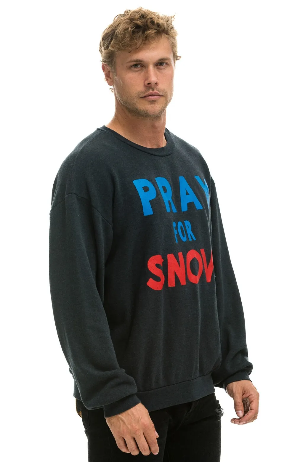 PRAY FOR SNOW RELAXED CREW SWEATSHIRT - CHARCOAL