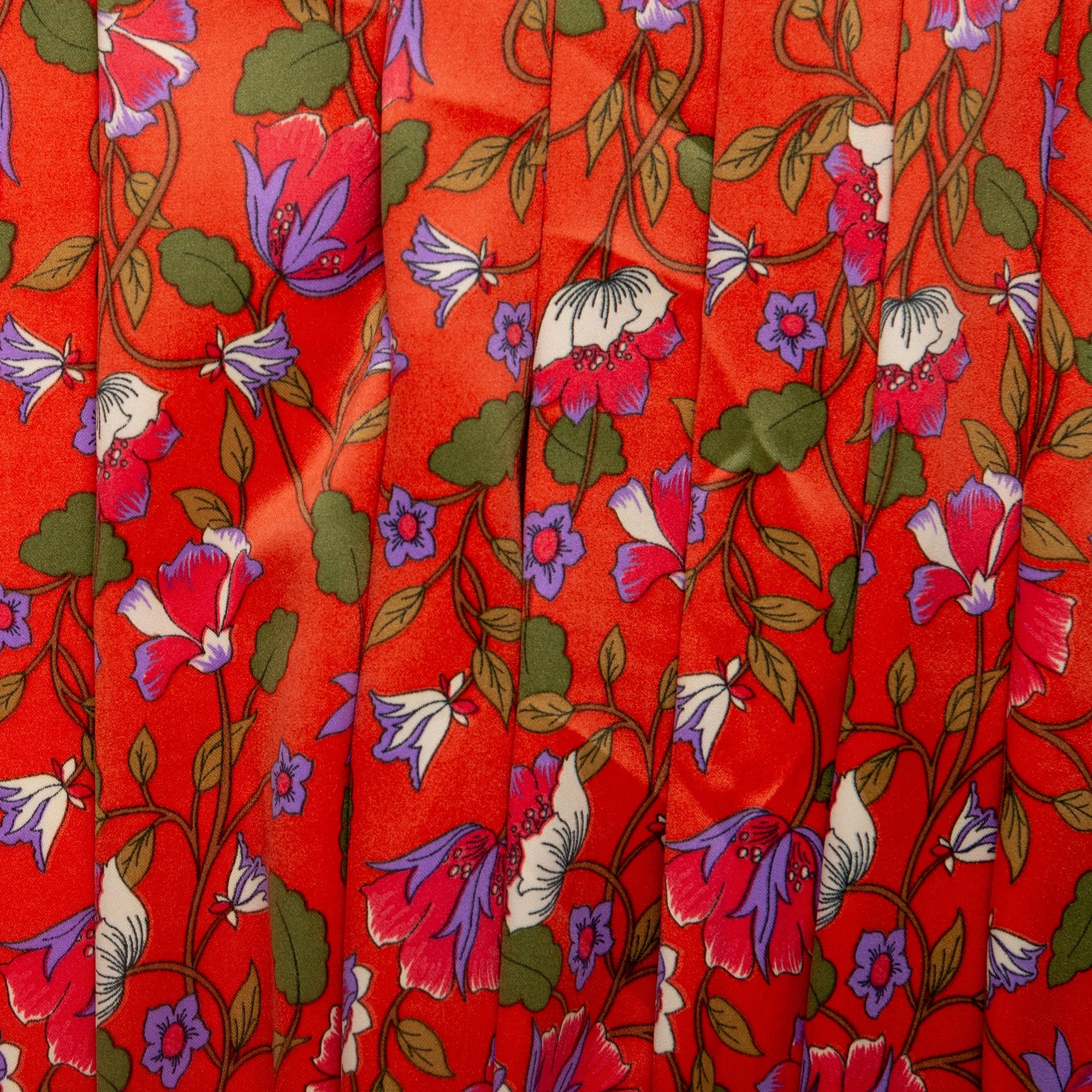 Printed Satin Velvet - CHARLOTTE - Clematis - Red