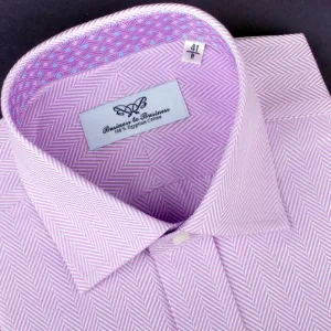 Purple Violet Herringbone Formal Business Dress Shirt Tightly Woven Fashion