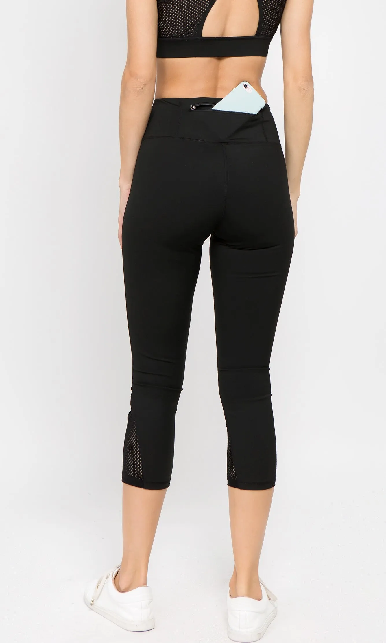 Ready Go Active Mesh Cropped Legging with Pocket